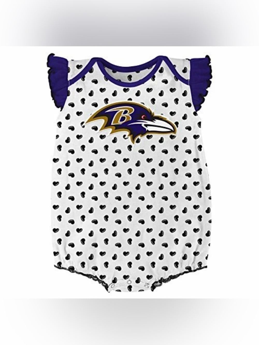 NWT Lot of 2x [NFL] Baltimore Ravens NFL Heart Fan Ruffle Onesies Baby Girls 12M - Picture 4 of 16